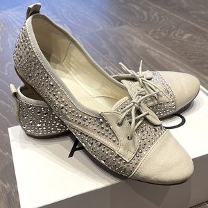 Grey & Silver Rhinestone Bedazzled Raschilla Flats from ALDO - Soft & Comfy 🤍